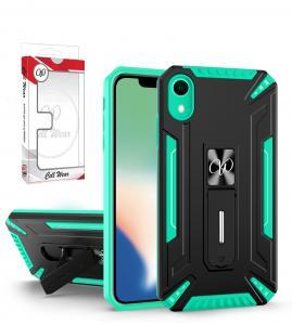Kickstand Magnetic Mount Heavy-Duty Case For iPhone XR - Green/Black