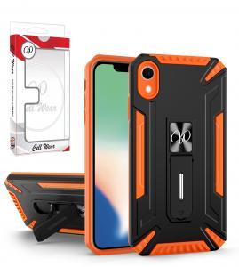 Kickstand Magnetic Mount Heavy-Duty Case For iPhone XR - Orange/Black