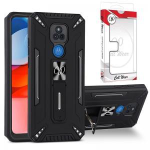 Kickstand Magnetic Mount Heavy-Duty Case For Moto G Play 2021 - Black