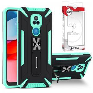 Kickstand Magnetic Mount Heavy-Duty Case For Moto G Play 2021 - Green/Black