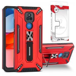 Kickstand Magnetic Mount Heavy-Duty Case For Moto G Play 2021 - Red