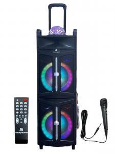 10"X2 DJ WOOFER SPEACKER WITH RGB LIGHT RECHARGEABLE - Black