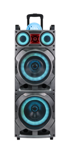 10"X2 DJ WOOFER SPEACKER WITH RGB LIGHT RECHARGEABLE - Grey