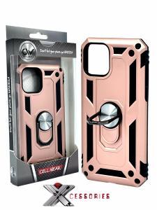 Shockproof Magentic Ring Stand Case for IPhone 11 Pro Max - Black/Pink