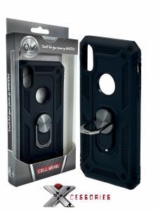 Shockproof Magentic Ring Stand Case for IPhone Xs Max - Black/Black