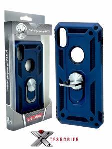 Shockproof Magentic Ring Stand Case for IPhone Xs Max - Blue/Black