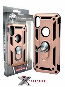 Shockproof Magentic Ring Stand Case for IPhone Xs Max - Black/Pink