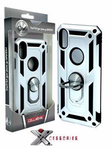 Shockproof Magentic Ring Stand Case for IPhone Xs Max - Black/Silver