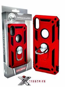 Shockproof Magentic Ring Stand Case for Iphone X/Xs - Red/Black
