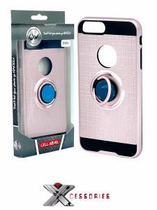 Shockproof Magentic Ring Stand Case for IPhone 6+/7+/8+ - Black/Pink