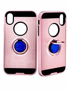 Shockproof Magentic Ring Stand Case for Iphone XR - Black/Pink