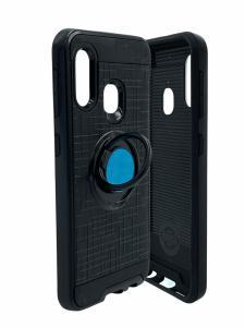 Shockproof Magentic Ring Stand Case for Samsung A10E - Black/Black