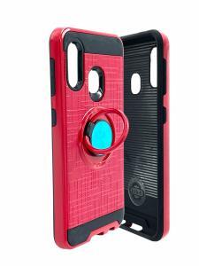 Shockproof Magentic Ring Stand Case for Samsung A10E - Red/Black