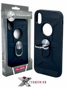 Shockproof Magnetic Ring stand case for IPhone XR - Black/Black