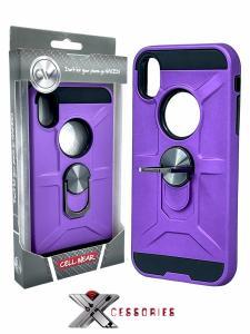 Shockproof Magnetic Ring stand case for IPhone X/XS - Purple/Black
