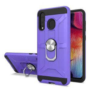 Shockproof Magnetic Ring stand case for Samsung A20 - Purple/Black