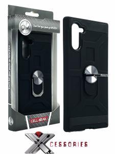 Shockproof Magnetic Ring stand case for Samsung Note 10 - Black/Black