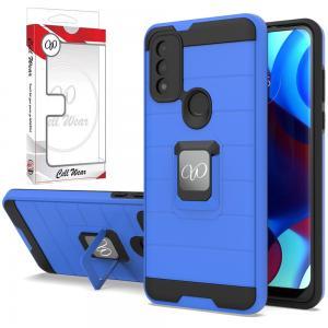 Shockproof Magnetic Ring Kickstand Case-Blue-For Moto G Pure
