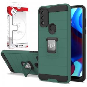 Shockproof Magnetic Ring Kickstand Case-Midnight Green-For Moto G Pure