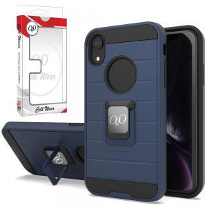 Shockproof Case Protective Magnetic Ring Kickstand For iPhone XR - Navy Blu