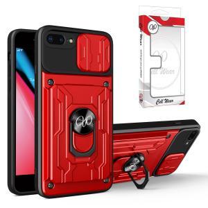 2-In-1 Card Holder Ring Stand Case Red-For iPhone 7+/8+