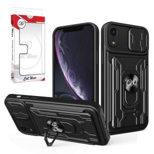 2-In-1 Card Holder Ring Stand Case Black-For iPhone XR