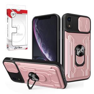 2-In-1 Card Holder Ring Stand Case Rose Gold-For iPhone XR