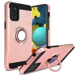 Metallic Brushed Magnetic Ring Stand Hybrid Case For Samsung A51 5G - Rose