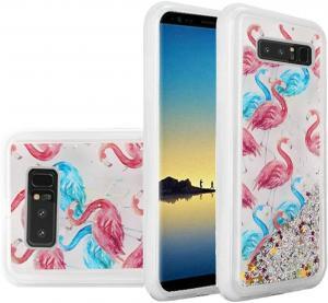 Liquid Quicksand with Glitter Hybrid TPU Case for Samsung Note 8 - Flamingo