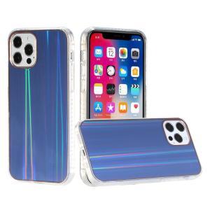 For iPhone 12/12 Pro Electroplated Aurora Colorful Lines Transparent Hybrid