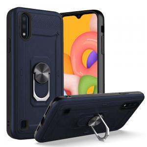 Champion Magnetic Case Metal Ring Stand Cover  for Samsung Galaxy A01 - Blu