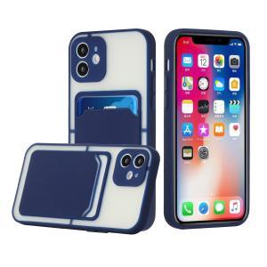 For iPhone 13 Pro Card Holder Frosted Shockproof Hybrid Case Cover - Blue