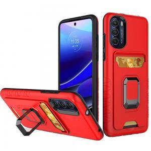For Moto G Stylus 5g 2022 Card Holder with Magnetic Ring Stand Hybrid Case