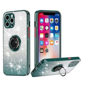For iPhone 12 (Dual Camera Punch) Crystal Diamond Bling Magnetic Ring Stand