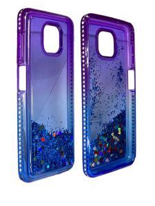 For  G Power 2021 Diamond Edged Quicksand Glitter Case Cover  - Purple+Blue