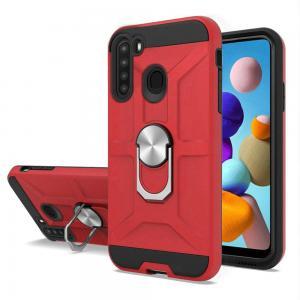 Dynamic Magnetic Ring Kickstand Cover Case - For Samsung Galaxy A21 - Red