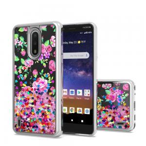 Design Case Water Quicksand Glitter Chrome For Nokia C2 Tava - Pink Flowers