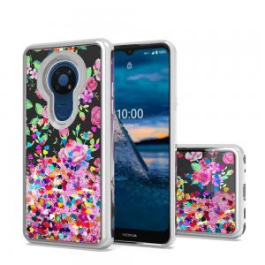 Design Case Water Quicksand Glitter Chrome For Nokia C5 Endi - Pink Flowers