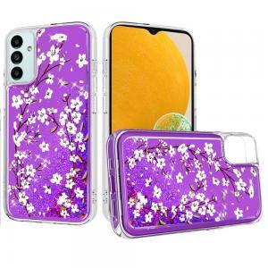 For Samsung Galaxy A13 5G Design Water Quicksand Glitter Case  - Purple Flo