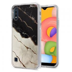 Electroplated IMD Chrome Design Hybrid Case For Samsung Galaxy A01 - Marble