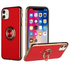 For iPhone 13 Pro Max Electroplated TPU with Metal Ring Stand Case Cover -