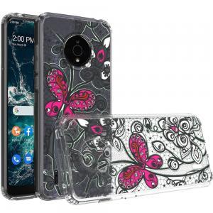 For Nokia C200 Design Transparent Hybrid Case - Butterfly