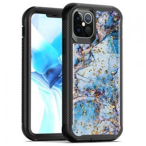 For iPhone 13 Epoxy Marble Design Hybrid Case Cover - Blue