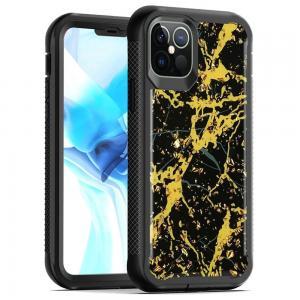 For iPhone 13 Epoxy Marble Design Hybrid Case Cover - Gold