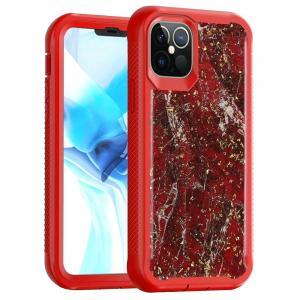 For iPhone 13 Epoxy Marble Design Hybrid Case Cover - Red