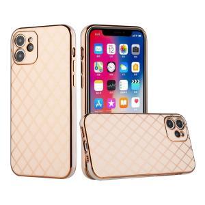 For iPhone 13 Pro Max Electroplated Grid Diamond Lines TPU Case Cover - Ros