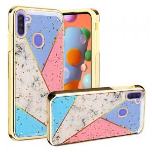 Chrome Luxury Glitter Design Shockproof Case for Galaxy A11 - Colorful Marb