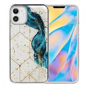 For iPhone 12 Mini 5.4 Luxury Chrome Glitter Design Case Cover - Blue Swirl