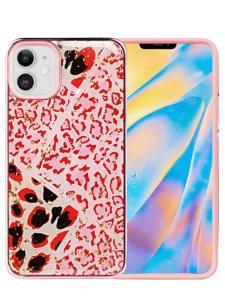 Leopard Print Fashion Case with Frozen Flakes, Rose Gold For iPhone 12 Mini