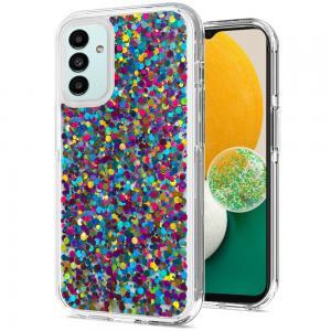 For Samsung Galaxy A13 5G Bling Glitter Chips Epoxy Hybrid Case Cover - D